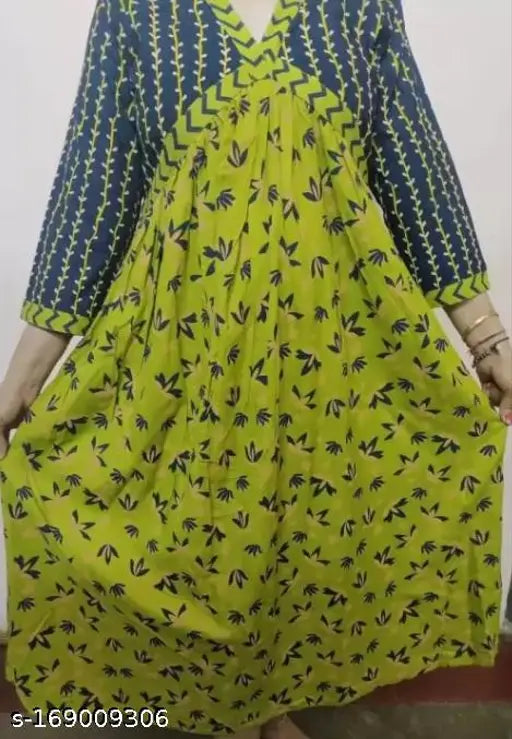 Rayon printed anarkali kurti for women, trendy and stylish ethnic wear party outfit