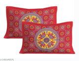 150TC Cotton Rajasthani Jaipuri Sanganeri Print Double Size Bedsheet with 2 Pillow Covers, ideal for AC rooms