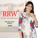White and floral, RRW Real Jaipuri Cotton king size bedsheet combo with 4 pillow covers. King-size bed on display