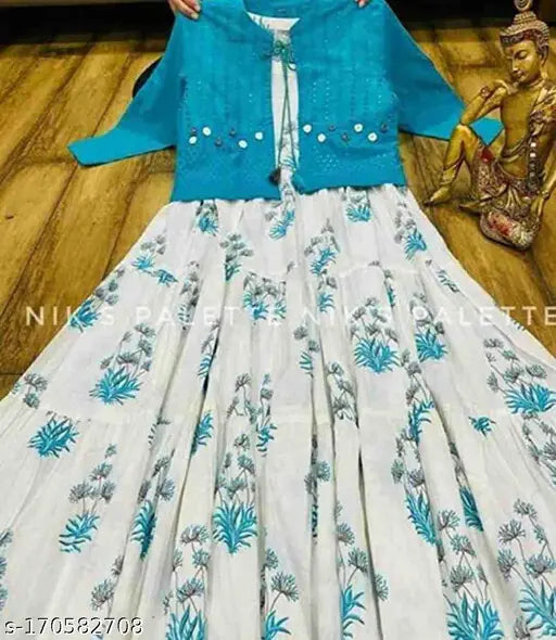 Rayon Abhisarika Pretty Kurti Jacket with embroidery and printed design, three-quarter sleeves, S-XXXL sizes available