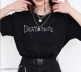 Large Death Note printed polycotton women's casual tee, India origin