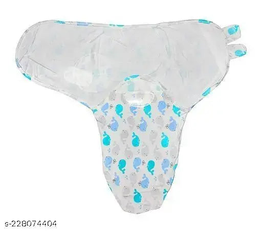 Multicolor ethnic motifs swaddler, adjustable infant blanket for newborns. Soft cotton for baby's comfort, ideal for mild winter. Design includes open wrap and leg pockets for easy use. Made in India