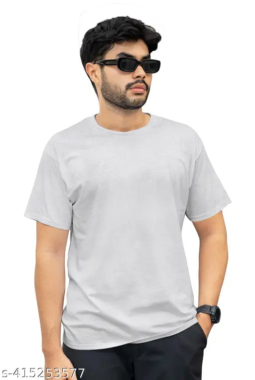 Pure cotton round neck half sleeve solid T-shirt, 100% combed cotton, perfect for casual or party wear