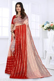 Fancy organza Puspa saree in vibrant colors, Indian-made unstitched silk blouse, perfect for parties and casual events