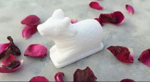 Marble Shiva Nandi figurine, 4cm Indian temple decor, Lord Mahadev statue for home or office