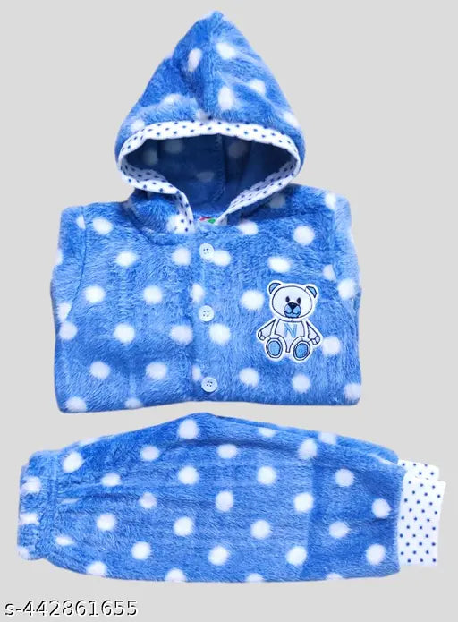 Sky Blue premium quality baby boy sweater set with hood, cozy socks, and mittens - ideal for cold days. Cute design, gentle on skin, perfect winter wear for kids