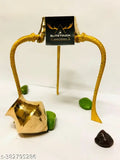 Brass gold decorative Shivling stand (12cm), traditional Indian puja samagri showpiece