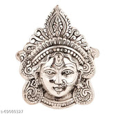 Exquisite brass Durga Maa/Kali Maa sculpture, traditional-modern fusion design, silver-finished wall hanging for home decor or spiritual practice
