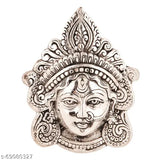 Exquisite brass Durga Maa/Kali Maa sculpture, traditional-modern fusion design, silver-finished wall hanging for home decor or spiritual practice