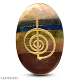 Oval crystal worry stone for anxiety relief, features 7 chakra healing stones, portable Feng Shui showpiece, 35mm x 45mm size