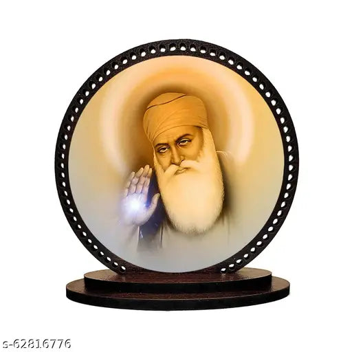 Wooden Guru Nanak Dev Ji car idol, high-quality matte finish, Indian made