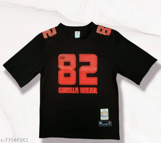 82 No Jersey black: premium cotton, three-quarter sleeve, XXL, imported Indian sportswear