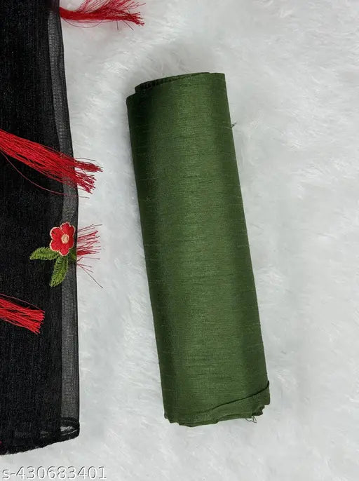 Beautiful super net embroidered sari with unstitched Bangalory silk blouse, free size, 5.5m length