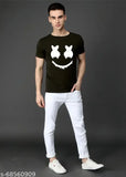 Mens printed cotton blend half sleevess smile T-shirt, vibrant design on soft material