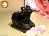 Black Marble Handmade Nandi Idol, 1 INCH. Exquisite, handcrafted black marble Nandi for Pooja and home decor, symbolizing strength and wealth