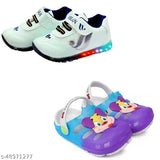 Synthetic leather boys casual shoes with LED lights, velcro fastening, and rubber sole - perfect for toddlers' playtime in various sizes from 0-3 Months to 5 Years, made in India