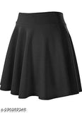 Polyester women's mini skirt, solid color, available in sizes 26, 28, 30, 32, and 34 inches; Indian-made fashion skirt