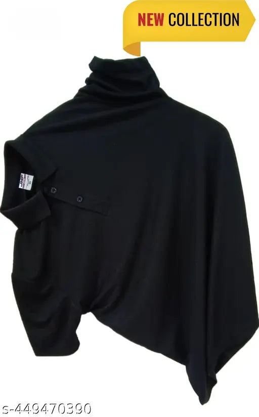 Black polycotton Trandy casual t-shirt, short sleeves, men's M size (27 in length), trendy black sportswear