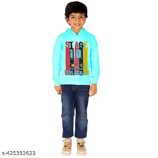 Cotton boys hoody T-shirt combo pack of 3, long sleeves with printed designs for children's fashion in various sizes from 2-3 to 9-10 years. Made in India