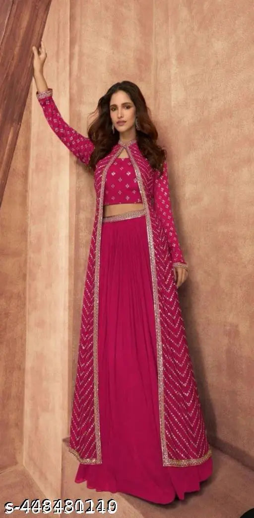 Navratri Special Ghaghra Set, Faux Georgette & Micro Cotton, Traditional Indian Partywear