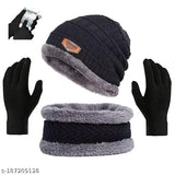 Warm, acrylic Winter Knit Benny balaclava cap with neckwarmer and free touchscreen gloves