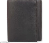Men's formal black artificial leather wallet, 5 card slots, neat & useful compartments for organized storage