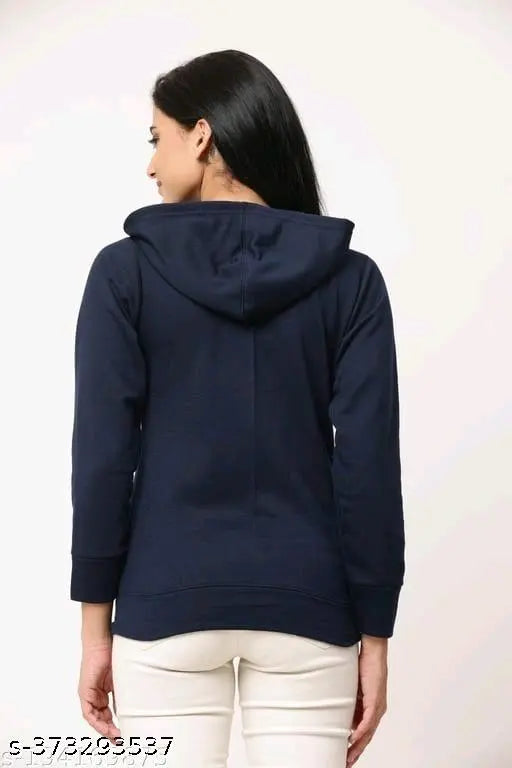 Trendy latest women's fleece sweatshirts, solid design, long sleeves, sizes M-XXL (India)