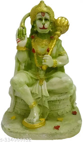 Multicolor polyresin Hanuman Idol sculpture, 20cm tall for decorative showpiece or Pooja room interior