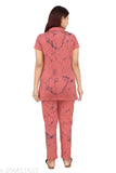 Cottonblend printed women's nightsuit with short sleeves, perfect for summer relaxation, made in India
