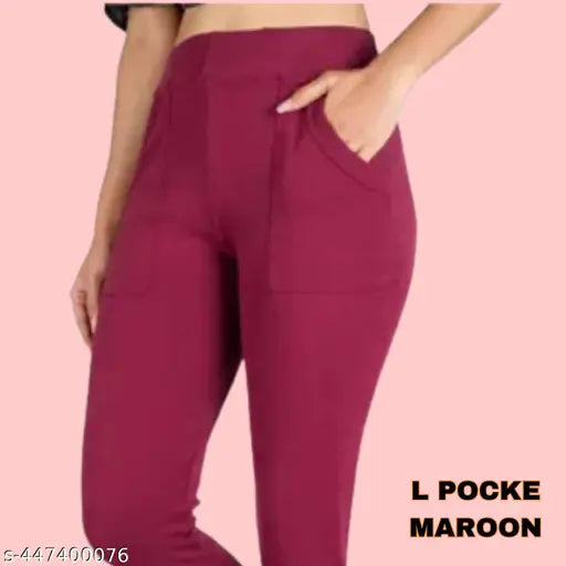 Cotton blend solid women's jeggings for style and comfort during yoga or workouts