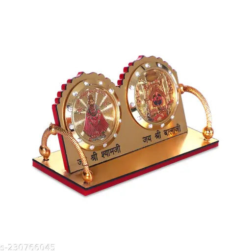 Golden Acrylic Khatu Shyam Murti Statue, compact car dashboard decor or home/office showpiece