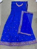 GOPI Blue Satin Lehenga with Net Dupatta, Indian kids' traditional embroidered outfit in various sizes for ages 3-16 years