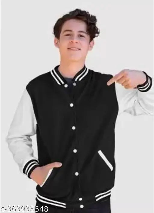 Boys' acrylic self-design bomber full sleeve jacket OA in long sleeves, India origin