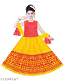Peach acrylic lehenga set with checked aari work and net dupatta, vibrant ethnic wear for girls aged 4-5 years