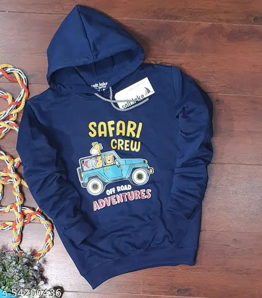 Navy Blue Polycotton Boys Hoodie Pack - Winter kids wear, printed design, size 4-11 years, India origin