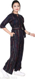 Embellished net cotton blend jumpsuit for women, three-quarter sleeves, XL (bust 40in, length 52in, waist 36in), made in India