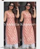 Gold-printed sleeveless rayon kurta & palazzos set by Jivika, printed net design for women