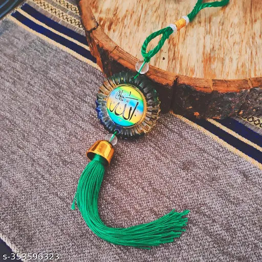 Multicolor crystal heart Shiv Jagdamba Muslim Prayer Massage Allah Mohammed car hanging ornament, ideal for gifting or interior wall decor" (124 characters)