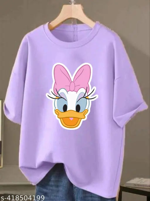 Classic retro-styled oversized cotton blend t-shirt for women and girls, featuring short sleeves and printed net pattern. Available in sizes S to XL. Made in India