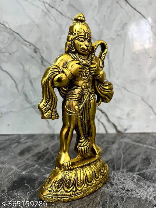 Brass Hanuman Ji Murti Idol BajranjBali, 20cm x 18cm x 10cm, Indian decorative showpiece for home office temple