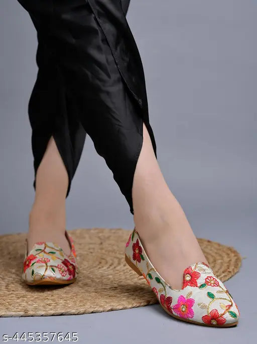 Synthetic ethnic bellies flats for women & girls, embellished fashion mules in versatile styles - India