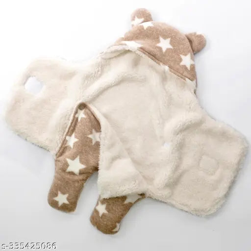 Star-printed microfiber hooded baby blanket (pack of 2) - ultra-soft, safe, and machine washable for 0-6 month infants, Indian origin