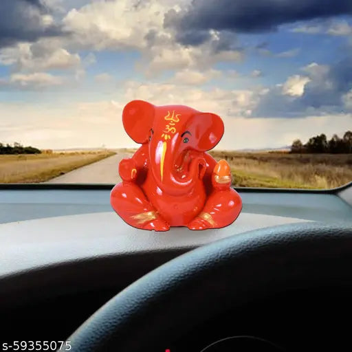 Craftam polyresin double-sided Ganesh idol for car dashboard, Hindu figurine for automotive decor