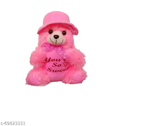 Soft, cuddly 3-cap teddy bears (3 pcs), 30 cm size, playful kids' toy in pink net fabric