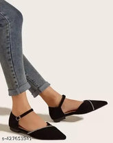 Attractive black mesh ballerinas for women & girls. Embellished design, closed back, Fashion Loblique footwear" (123 characters)