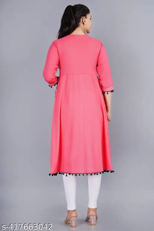 Rayon printed maternity dress - Solid, three-quarter sleeves, daily/party wear, Indian origin