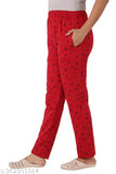 Maroon fleece women's/girls winter warm pyjama track pants by ARUSHI, vibrant animated characters print