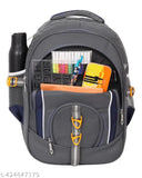 Dyed/washed polyester 45L modern backpack for school, work, or travel. Features adjustable padded straps, mesh side pocket, front stash pocket, and ample internal compartments. Made with high-quality materials in India