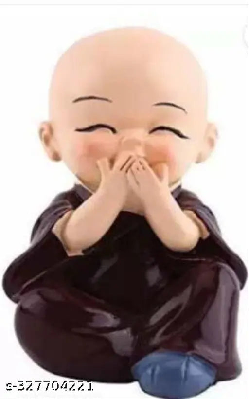 Resin figurines: 4 piece baby monk set, vibrant Indian decorative figures