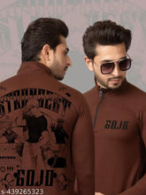 Men's full sleeves maroon printed cotton T-shirt, trendy and comfortable for casual wear